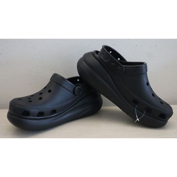 Crocs 207521 Unisex Women's Sz 9 Men's Sz 7 Black Classic Crush Platform Clogs - Picture 1 of 8